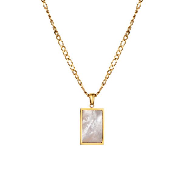 Rectangular shell emerald rectangular natural shell color abalone shell gold necklace simple_ipsvogv.com