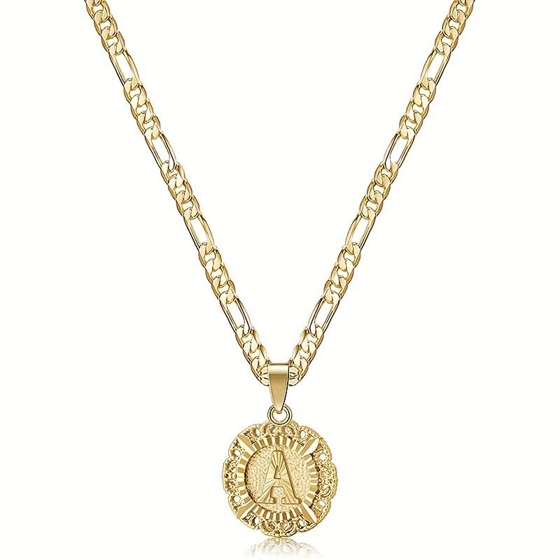 Wind English Letter Circular Hollow Flower Necklace For Women NK3:1 Chain Color Preservation Electroplating_ipsvogv.com