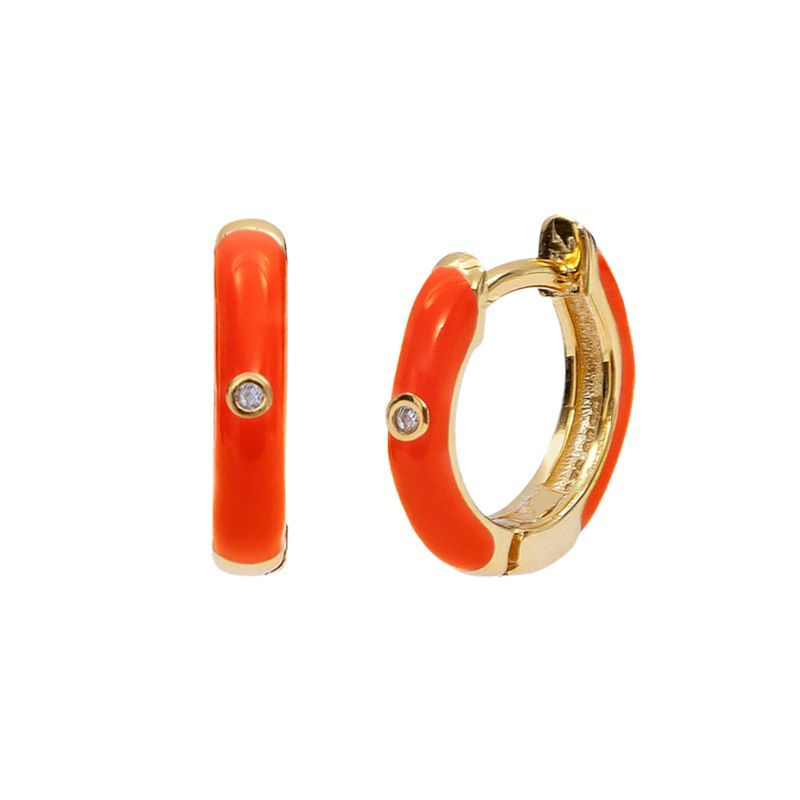 Women's Jewelry S925 Silver Needle C Shaped Ear Buckle Personality Versatile Earring Temperament Hoop Drip Glue Color Earring Ear Ring_ipsvogv.com