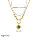Niche vintage gold plated diamond square Circle chain stainless steel bracelet earrings necklace set party accessories_ipsvogv.com