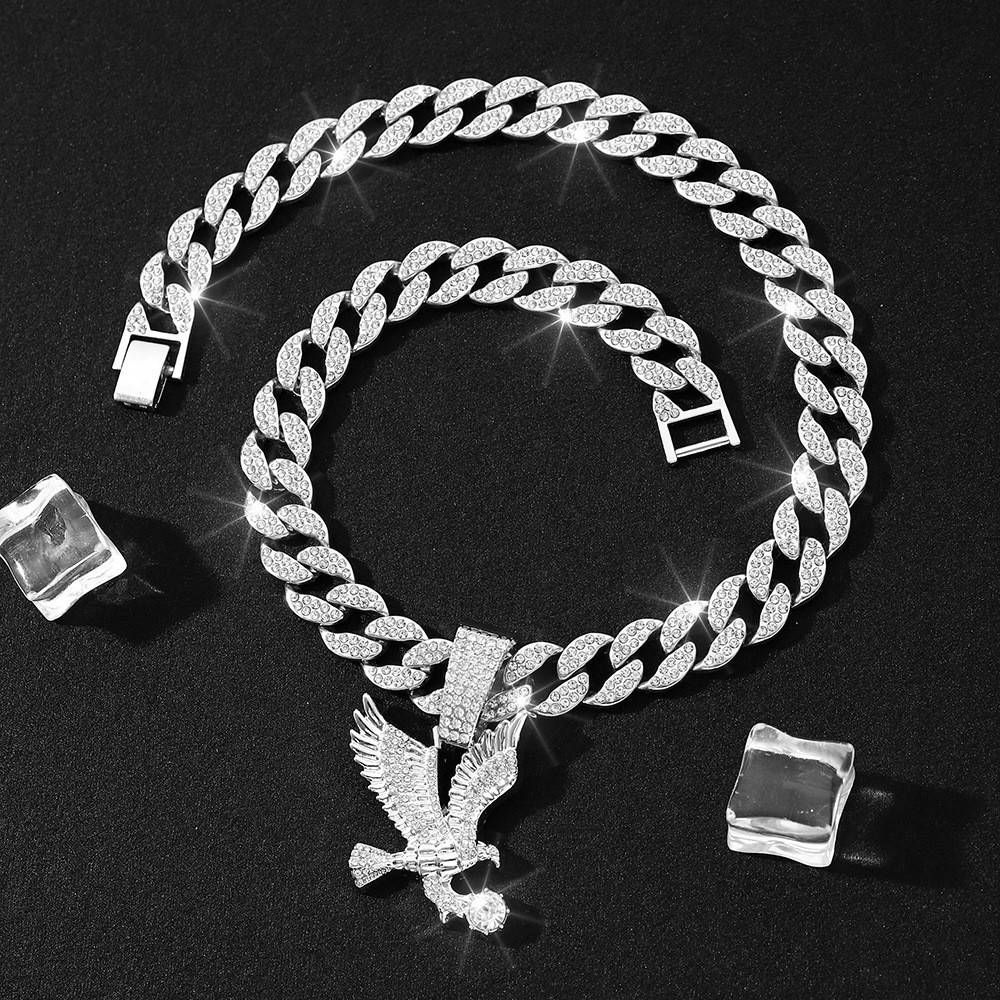 Hip hop street animal necklace men's Cuban chain personalized alloy eagle pendant_ipsvogv.com