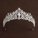 Crown headdress three piece set forest style atmospheric rhinestone birthday crown necklace earrings bride wedding dress evening dress jewelry_ipsvogv.com