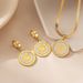 Unisex Jewelry Fashion Temperament High-end Cold Style Round Geometric Portrait Coin Teardrop-shaped Gold-plated Titanium Steel Pendant Earrings_ipsvogv.com