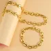 Wedding Jewelry Sets Coffee Bean Chain Necklace Bracelet For Men Women Gold Plated Stainless Steel Classic Casual_ipsvogv.com