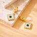 Fashionable Gold-plated Stainless Steel Diamond Inlaid Shell Square Pendant Chain Necklace Earrings Bracelet_ipsvogv.com