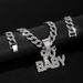 New Hip-hop Style Full Diamond 90BABY Letters Niche Hip Hop Personalized Cuban Men's Necklace_ipsvogv.com