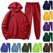 Women's Clothing Autumn and winter men's hooded solid color light plate pullover sweatshirt set casual sports hoodie sweatshirt trousers two piece set_ipsvogv.com