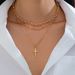 Minimalist Metal Cross Pendant Necklace With Ins Style, Versatile, Multi-layer Chain, Stacked Collarbone Chain For Women_ipsvogv.com