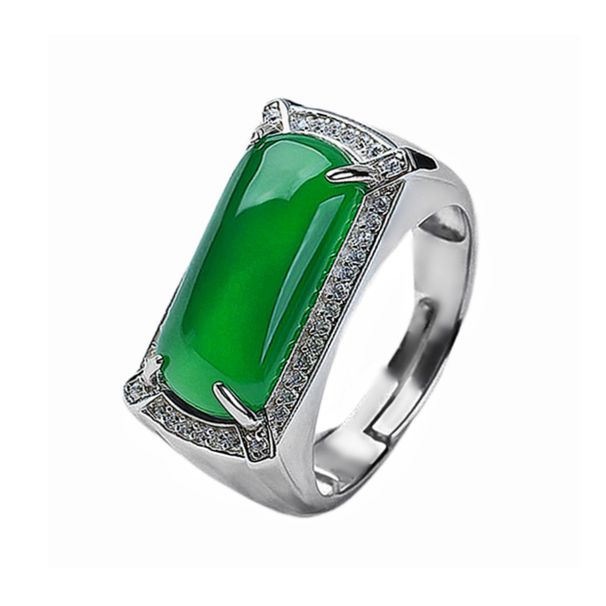 Korean Style Hetian Full Diamond Ring, Jewelry Vegetable Green Jade Ring_ipsvogv.com