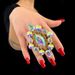 All-match Retro Geometric Gem Colorful ring Women's Hot Selling Exaggerated Oval Opening ring for Children ring_ipsvogv.com