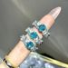 Super Sparkling Blue Zircon Hydrangea Women, Light Luxury, Advanced Design, Versatile For Daily Commuting, Finger Ring_ipsvogv.com