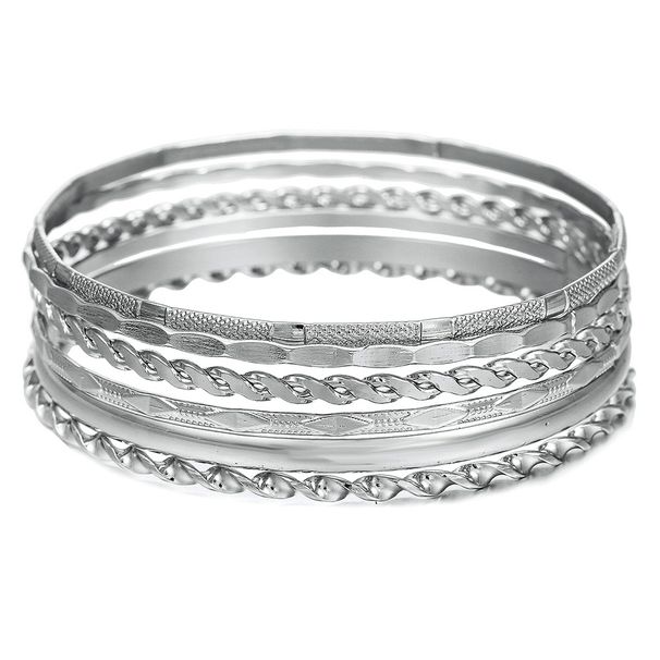Irregular Punk Stacking Bracelet Combination Diamond Twisted Smooth Bracelet Female 6 Piece Set_ipsvogv.com