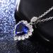 Cao Shi's New Inlaid Navy Blue Heart-shaped Necklace For Women's Fashion OL Temperament Engagement Pendant_ipsvogv.com