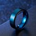 8mm two tone men's ring Matte blue brushed stainless steel fashion ring_ipsvogv.com