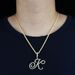 Men's Jewelry Hip Hop New 26 Cursive Letters Pendant Necklace Micro Inlaid Zircon Initials Pinyin Pendant Necklace_ipsvogv.com