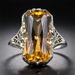 Sanjie Yellow Crystal Hollow Carved Ring Exaggerated Silver Hand Jewelry_ipsvogv.com