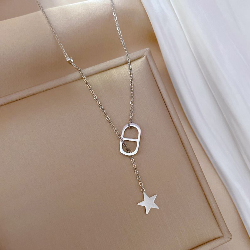 【 Full Body Titanium Steel 】 Pig Nose, Star, Minimalist Air Stove, Genuine Gold Necklace, Female Ins Mesh Red Collarbone_ipsvogv.com