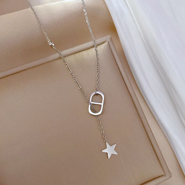 【 Full Body Titanium Steel 】 Pig Nose, Star, Minimalist Air Stove, Genuine Gold Necklace, Female Ins Mesh Red Collarbone_ipsvogv.com