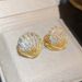 Cao Shi's Light Luxury Baroque Flower Shell Earrings Are Fashionable, Medieval, Vintage, High-end Earrings, And Dinner_ipsvogv.com
