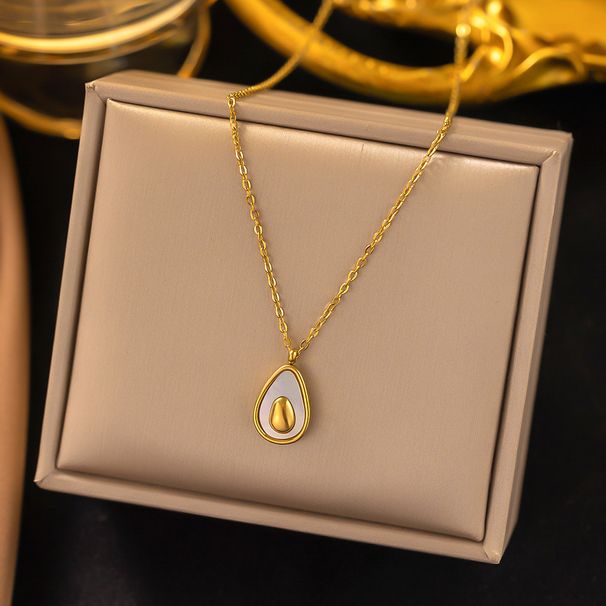 INS Wind Fritillaria Pendant French Shell Avocado Fruit Titanium Steel Necklace Collar Chain Female_ipsvogv.com