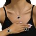 Women’s Jewelry Set Fashion Fashionable Full Diamond Crystal Jewelry Set Ocean Heart Three Piece Necklace Earrings Bracelet_ipsvogv.com