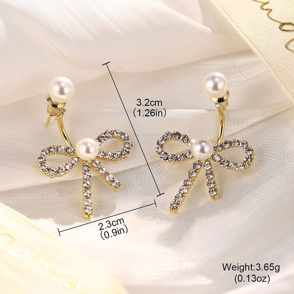 Bowknot Diamond Silver Needle Earrings Irregular Long Pearl Tassel Earrings Fashionable And Versatile New Jewelry_ipsvogv.com