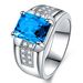Temperament Zircon Fashionable Inlaid Rectangular Diamond Sea Blue Topaz Engagement Ring_ipsvogv.com