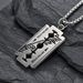 Hiphop razor blade necklace, trendy accessories, titanium steel brushed simple pendant_ipsvogv.com