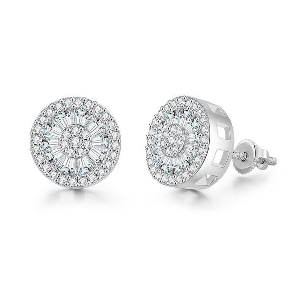 Unisex Jewelry Fashion new round full diamond hip hop earrings zircon micro inlaid threaded earrings, gold plated street fashion earrings_ipsvogv.com
