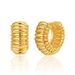 Heavy metal texture, high grade earrings, grainy design, K real gold plated oval copper tube retro earrings_ipsvogv.com
