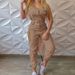 Women's fashion cargo jumpsuit belt sleeveless suspenders simple constraint foot pants_ipsvogv.com