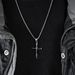 Stainless steel oil drip bevel cross necklace niche personality quality titanium steel pendant_ipsvogv.com