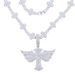 Men's Hip Hop Cross Pendant Necklace With Wing & Zircon Tennis Chain Cuban Link Silver Wing Cross Zircon Pendant Necklace Tennis Chain Men's Necklace_ipsvogv.com
