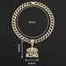 Unisex Niche Personality Hip Hop KING Letter Crown Pendant Cuban Chain Retro Letter Environmentally Friendly Alloy Jewelry Necklace_ipsvogv.com