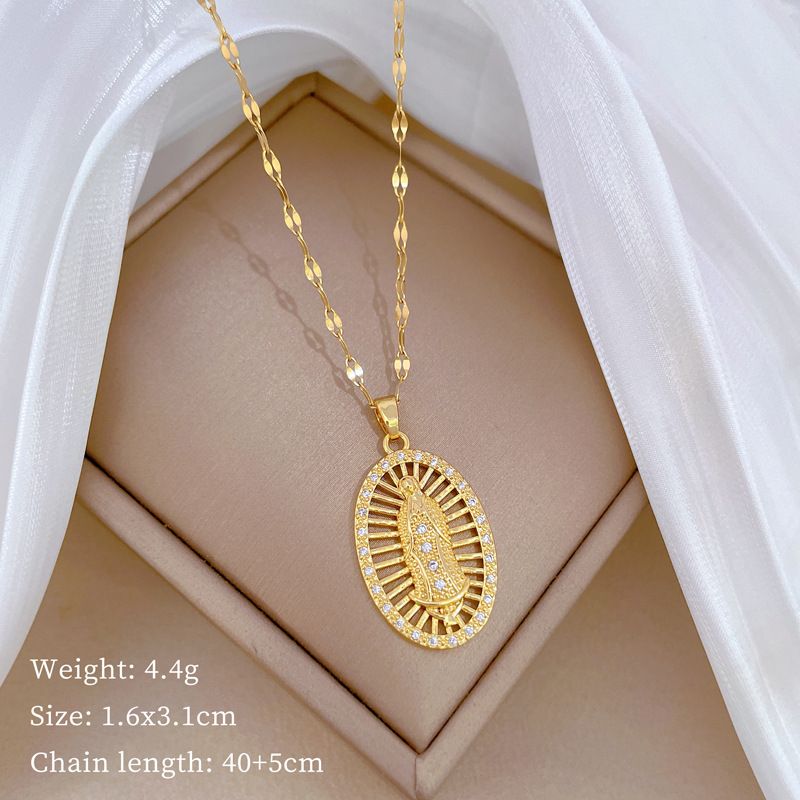 【 Titanium Steel 】 Egg Shaped Hollow Figure, Light Luxury Temperament, Gorgeous Full Diamond Necklace, Women's Versatile_ipsvogv.com