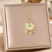 Warm Like Safety Lock Titanium Steel Necklace, Auspicious Cloud Gold Inlaid Jade Pendant, Exquisite And Versatile_ipsvogv.com