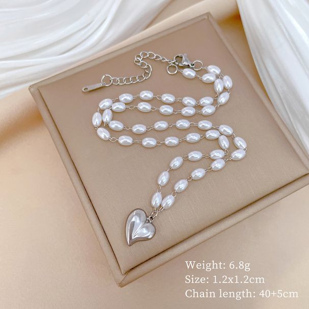 Body 【 All Titanium Steel 】 Pearl Love Personality Extremely Simple Wind Stove Real Gold Necklace Female Ins Internet 【 】_ipsvogv.com