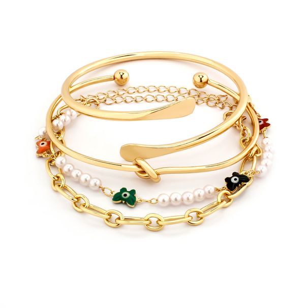 Personality Spiral Fried Dough Twists Metal Simple Rhinestone Versatile Chain Bracelet Women Set_ipsvogv.com