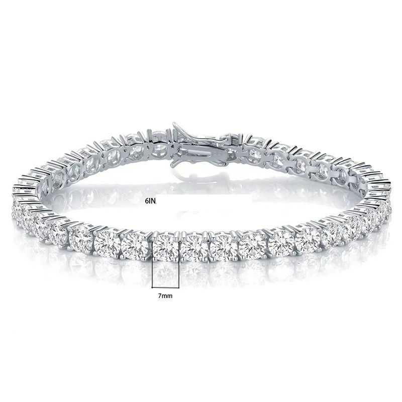 Brass Casual Classic Style Round Plating Inlay Zircon Tennis Bracelet_ipsvogv.com
