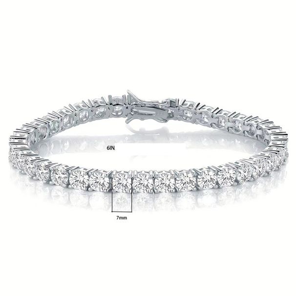 Brass Casual Classic Style Round Plating Inlay Zircon Tennis Bracelet_ipsvogv.com