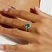 S925 silver natural water grass agate ring water drop green moss finger ring light luxury fashion_ipsvogv.com