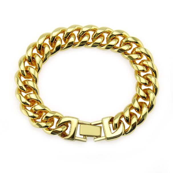 Hip Hop Rapper Domineering Cuban Gold Jewelry Exaggerated Chain Bracelet_ipsvogv.com
