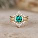 Sanjie's New Personalized Fashionable Hexagonal Green Diamond Women's Ring With A High-end Style And Temperament Set_ipsvogv.com