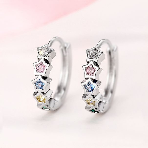 Cao Shi Sweet Color Zircon Fashion Delicate Star Design Earrings_ipsvogv.com