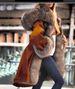 Women's imitation crystal fox fur big collar long fur collar hooded coat_ipsvogv.com