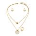 Ins Fresh Japanese and Korean Style Women's Ring Earring Necklace Personalized Zircon Set Round Clavicle Chain Versatile_ipsvogv.com