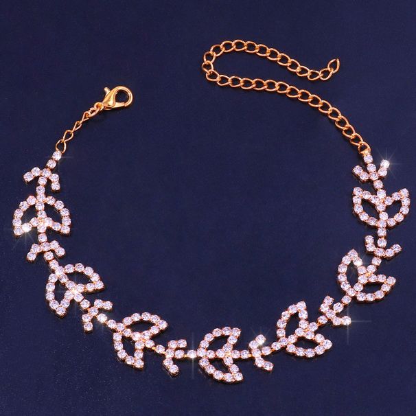 Fashion Simple Crescent-shaped Leaf Anklet Niche Design All-match Diamond Foot Decoration for Women Anklet_ipsvogv.com