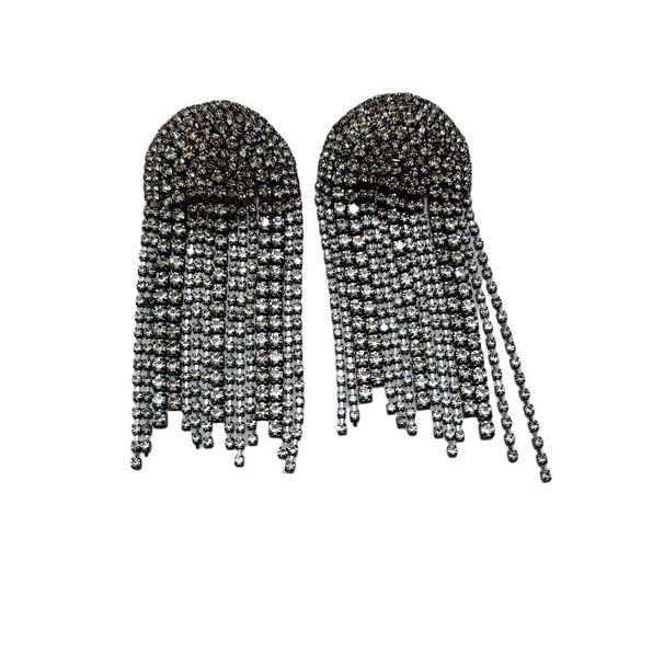 Fashion rhinestone earrings personality arched tassel earrings_ipsvogv.com