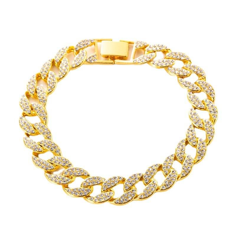 Clavicle chain jewelry full diamond alloy 15mm Cuban necklace hip hop jewelry summer versatile necklace_ipsvogv.com