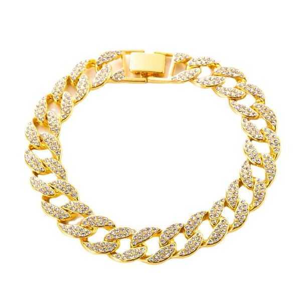 Clavicle chain jewelry full diamond alloy 15mm Cuban necklace hip hop jewelry summer versatile necklace_ipsvogv.com